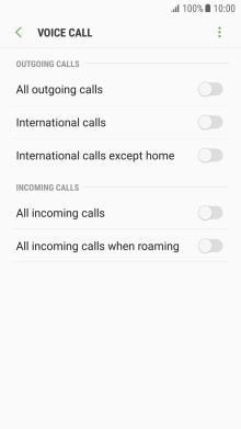 Press the indicator next to the required barring type. Press the indicator next to the required barring type.