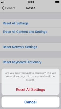 Press Reset All Settings. Wait a moment while the factory default settings are restored. Follow the instructions on the screen to set up your phone and prepare it for use. Press Reset All Settings. Wait a moment while the factory default settings are restored. Follow the instructions on the screen to set up your phone and prepare it for use.
