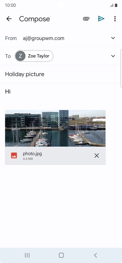 Press the send icon when you've finished your email message.