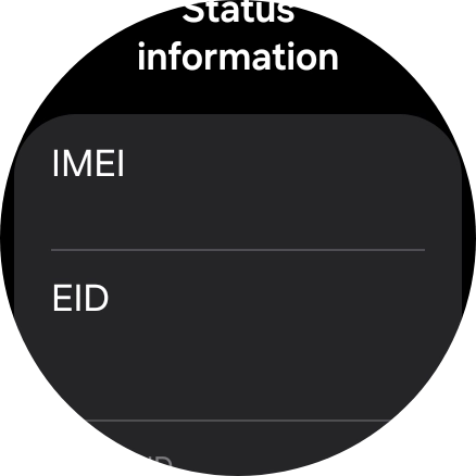 Your smartwatch's EID number is displayed below EID. Your smartwatch's EID number is displayed below EID.