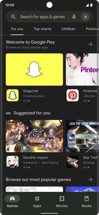 Press the search field.