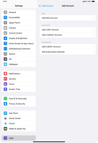 Press Add Mail Account. Press Add Mail Account.