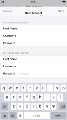 Press Password and key in the password for your email account. Please note that if you're using Vodafone's outgoing server, leave the password field empty.