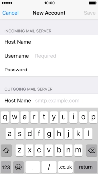 Press Username and key in the username for your email account.
