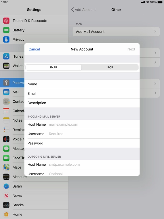 Press IMAP. Press IMAP.