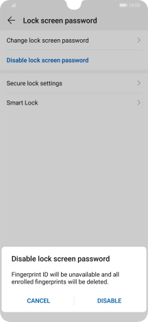 Key in the current phone lock code and press DISABLE. Key in the current phone lock code and press DISABLE.