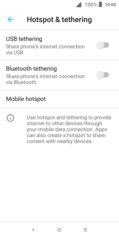 Press Mobile Hotspot. Press Mobile Hotspot.