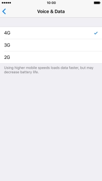 Press the required network mode.