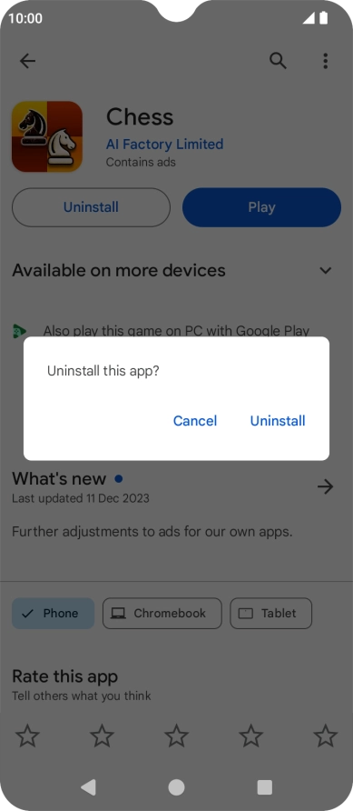 Press Uninstall.