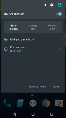 Press DONE to turn on silent mode. Press DONE to turn on silent mode.