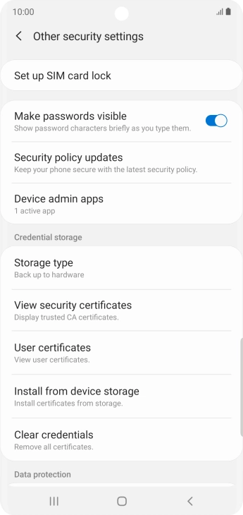 Press Set up SIM card lock. Press Set up SIM card lock.