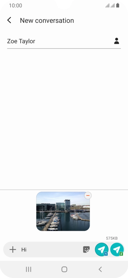 Press the send icon when you've finished your picture message. Press the send icon when you've finished your picture message.