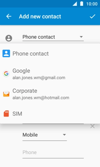 Press Phone contact. Press Phone contact.