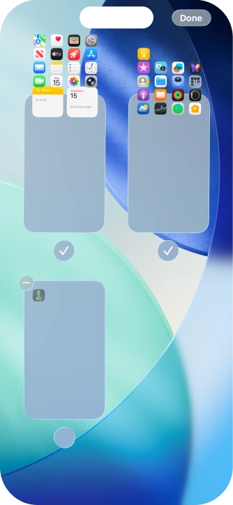 Press the delete icon next to the required home screen page. Press the delete icon next to the required home screen page.