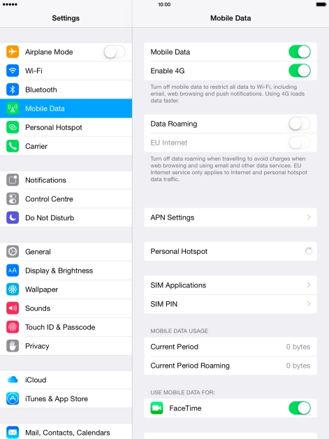The data usage is displayed below MOBILE DATA USAGE.