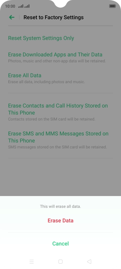 Press Erase Data.