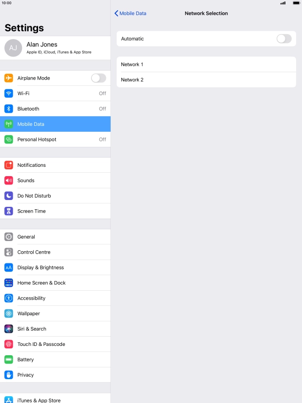 If you turn off the function, press the required network.