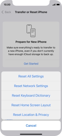 Press Reset All Settings. Press Reset All Settings.