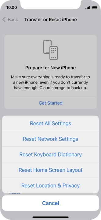 Press Reset All Settings. Press Reset All Settings.