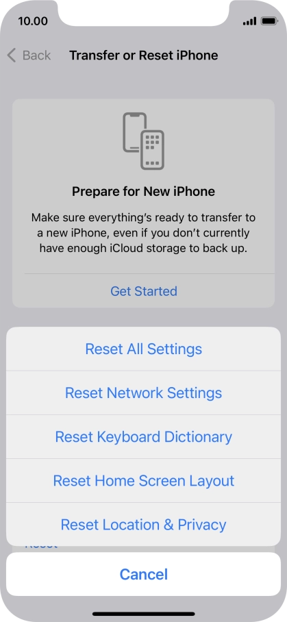 Press Reset All Settings. Press Reset All Settings.