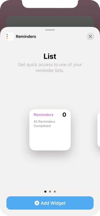 Slide your finger right or left on the screen to select the required widget size. Slide your finger right or left on the screen to select the required widget size.