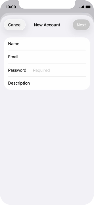 Press Password and key in the password for your email account.