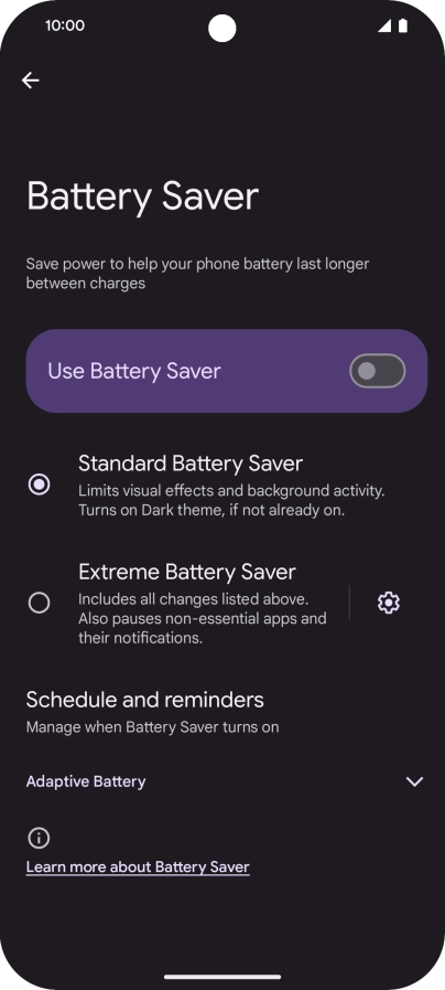 Press the required settings to turn them on or off.