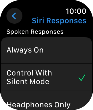 Press the required setting.