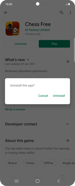 Press Uninstall.