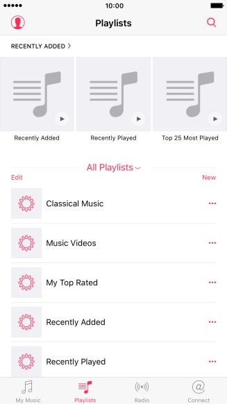 Press New and key in the name of the playlist. Press New and key in the name of the playlist.