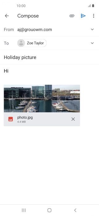 Press the send icon when you've finished your email message.