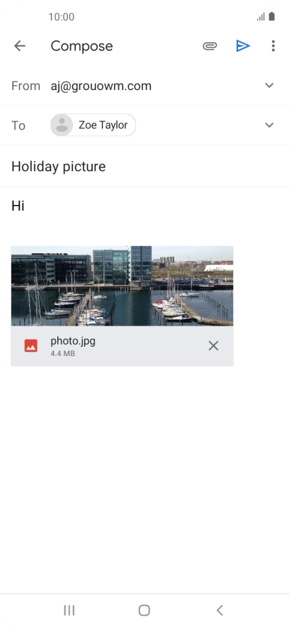 Press the send icon when you've finished your email message.