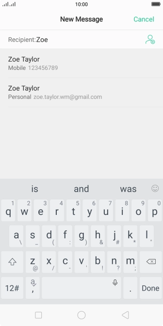 Press the required contact. Press the required contact.