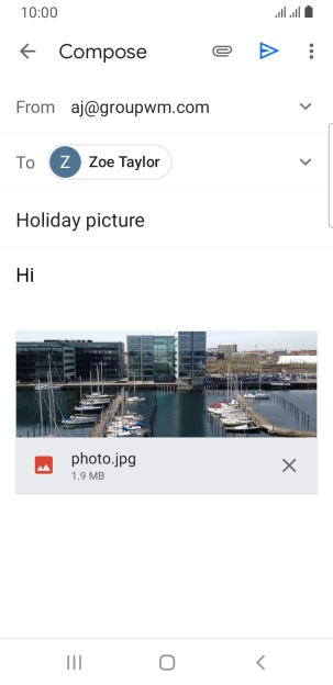 Press the send icon when you've finished your email message. Press the send icon when you've finished your email message.
