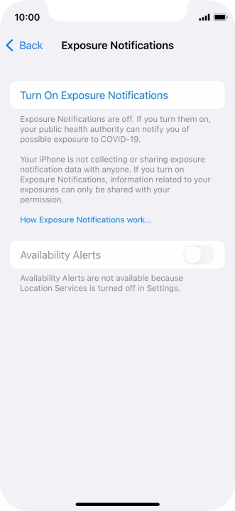 Press Turn On Exposure Notifications. Press Turn On Exposure Notifications.