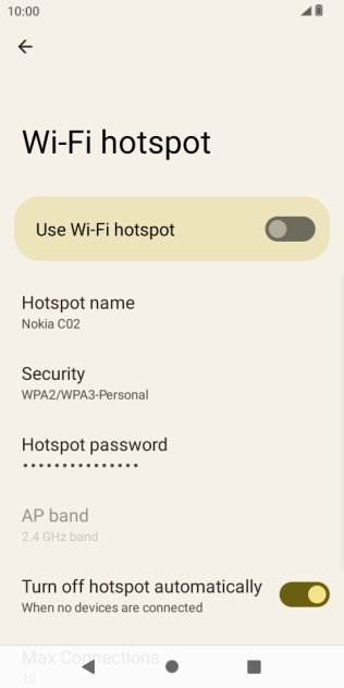 Press Hotspot name.
