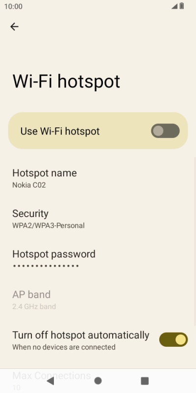 Press Hotspot name.