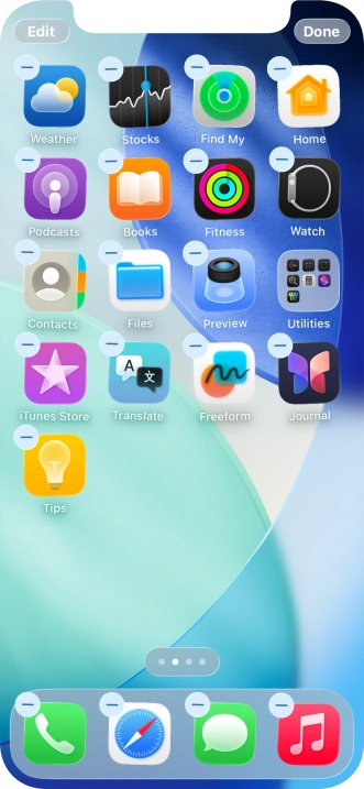 Press the home screen icon.