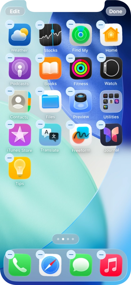 Press the home screen icon.