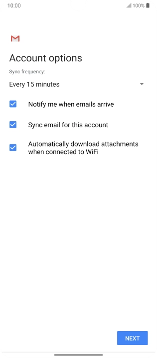 If this screen is displayed, you email account has been recognised and set up automatically. Follow the instructions on the screen to key in more information and finish setting up your phone.