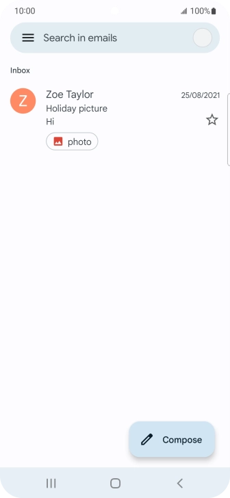 Press the email account icon. Press the email account icon.