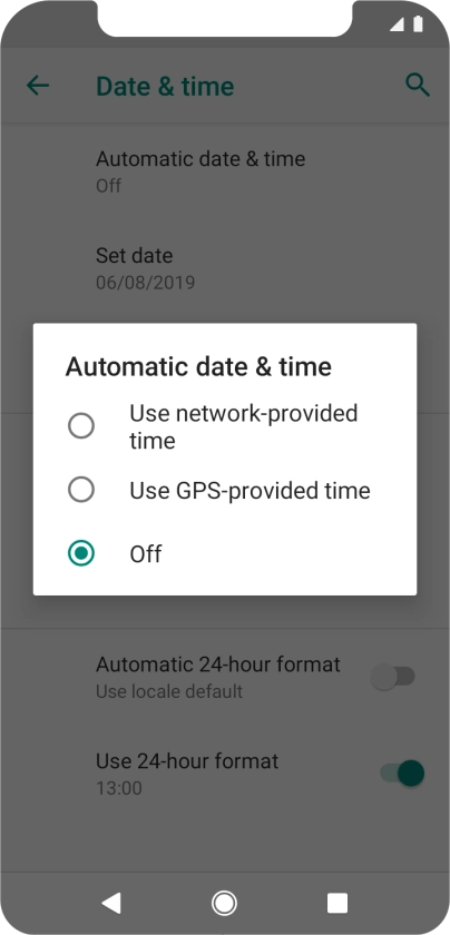 Press Use network provided time.