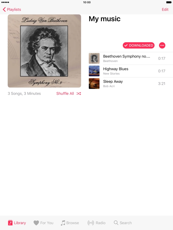 Go to the required category or playlist and press the required audio file.