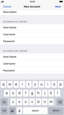 Press Password and key in the password for your email account. Please note that if you're using Vodafone's outgoing server, leave the password field empty.