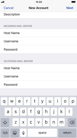 Press Password and key in the password for your email account. Please note that if you're using Vodafone's outgoing server, leave the password field empty.