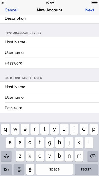 Press Password and key in the password for your email account. Please note that if you're using Vodafone's outgoing server, leave the password field empty.