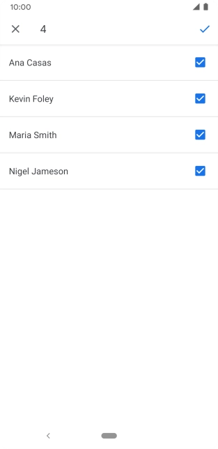 Press the fields next to the required contacts. Press the fields next to the required contacts.