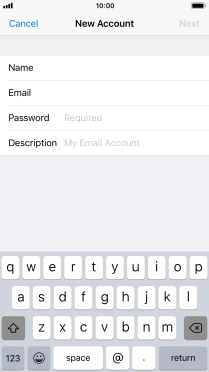 Press Password and key in the password for your email account.