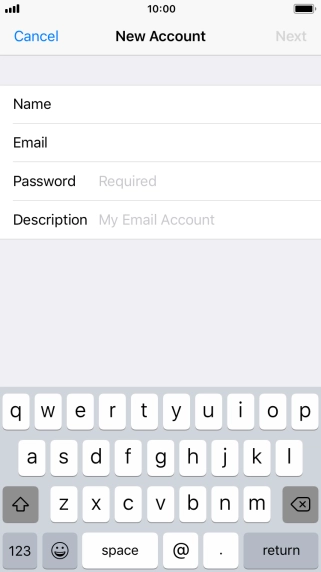 Press Password and key in the password for your email account.
