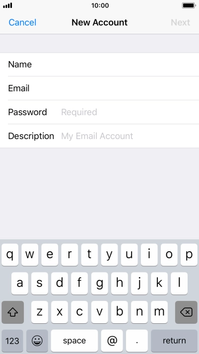 Press Password and key in the password for your email account.